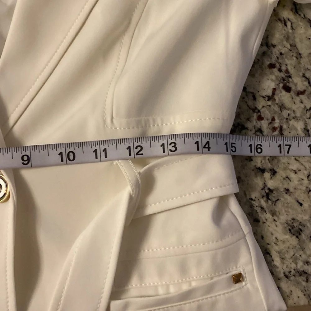 NWT Cache white stretch fitted tailored look belted blazer jacket 4 - Picture 10 of 10